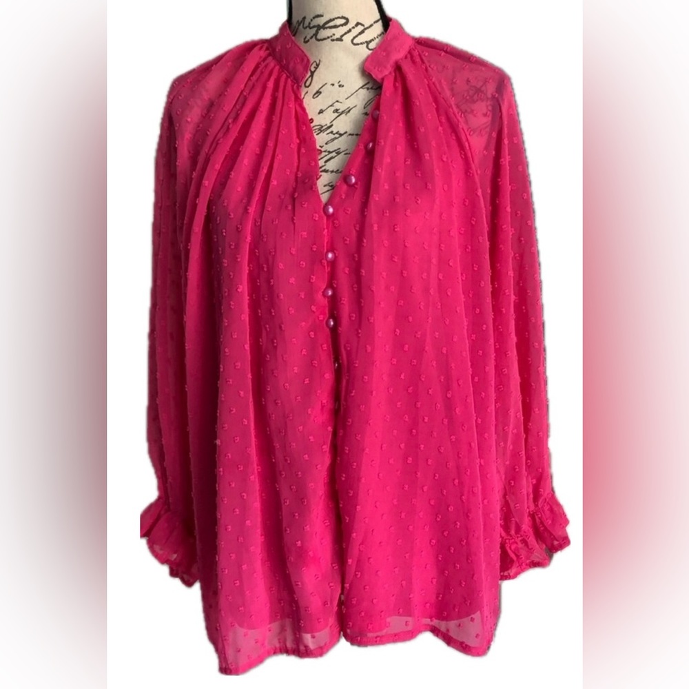 Swiss Dot Long Sleeve Blouse